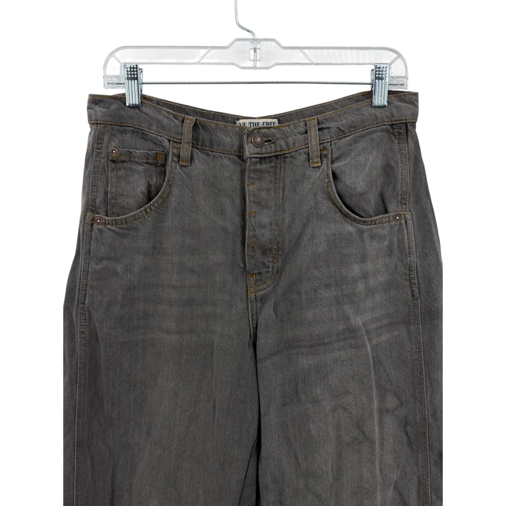 Free People Barrel Jean Womens SZ 28 Gray Lucky You Mid Rise Button Fly Cropped - Picture 10 of 16